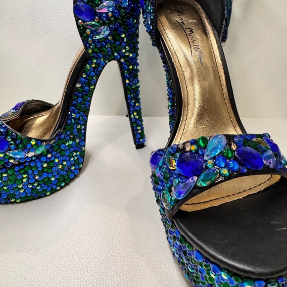 Stunning Blue Satin Competition Sandals – 7.5” High with 2” Platform - Picture 8 of 11